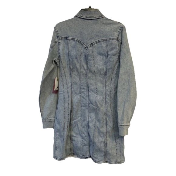 Good American x Dolly Parton Denim Long Sleeve Dress Womens Sz M Coquette NWT - Picture 6 of 10